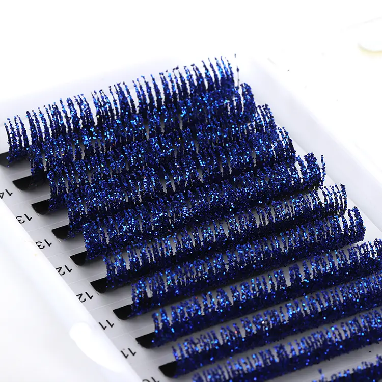 Baki ekstensi bulu mata biru glitter