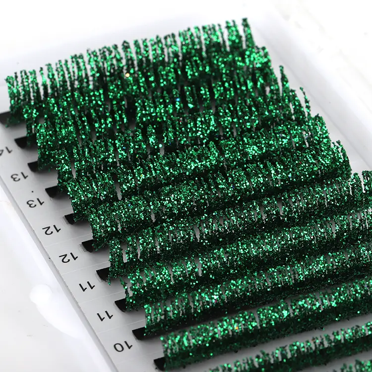Ekstensi bulu mata glitter hijau